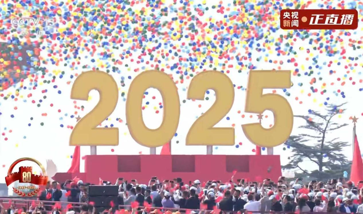 3 септември 2025 г., Военният парад на Китай, освобождаване на балон с латекс