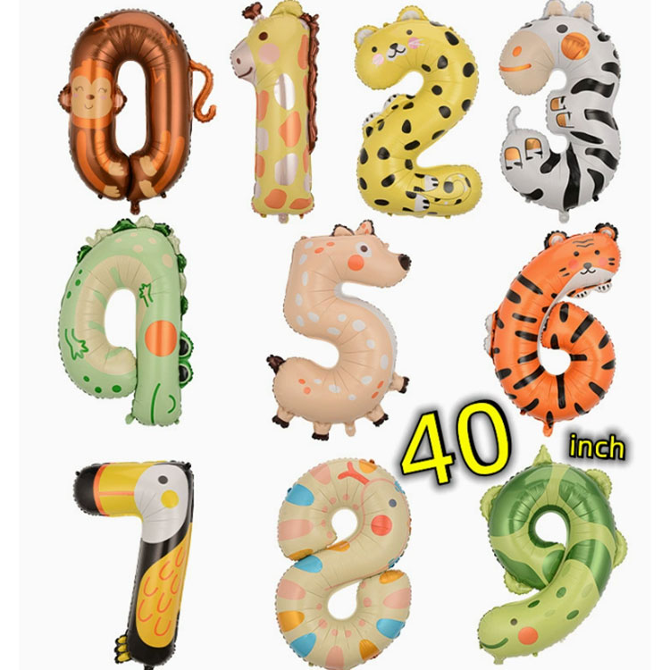 40-инчови фолиеви балони с номера на животни
