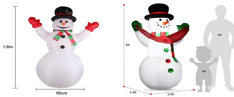 inflatable christmas snowman size