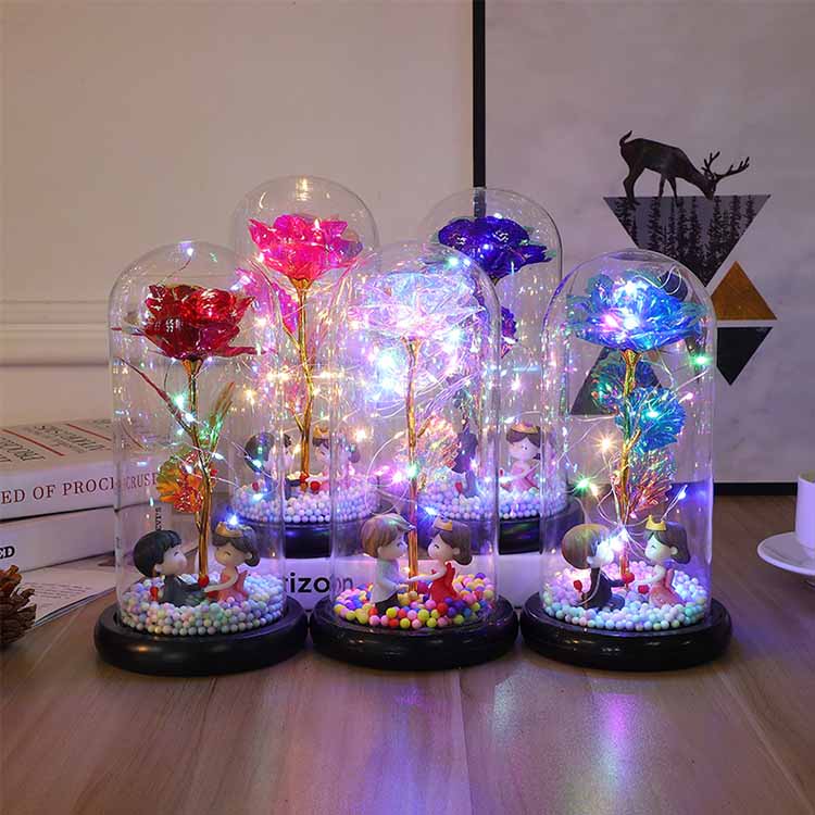 LED 24K стъклена роза